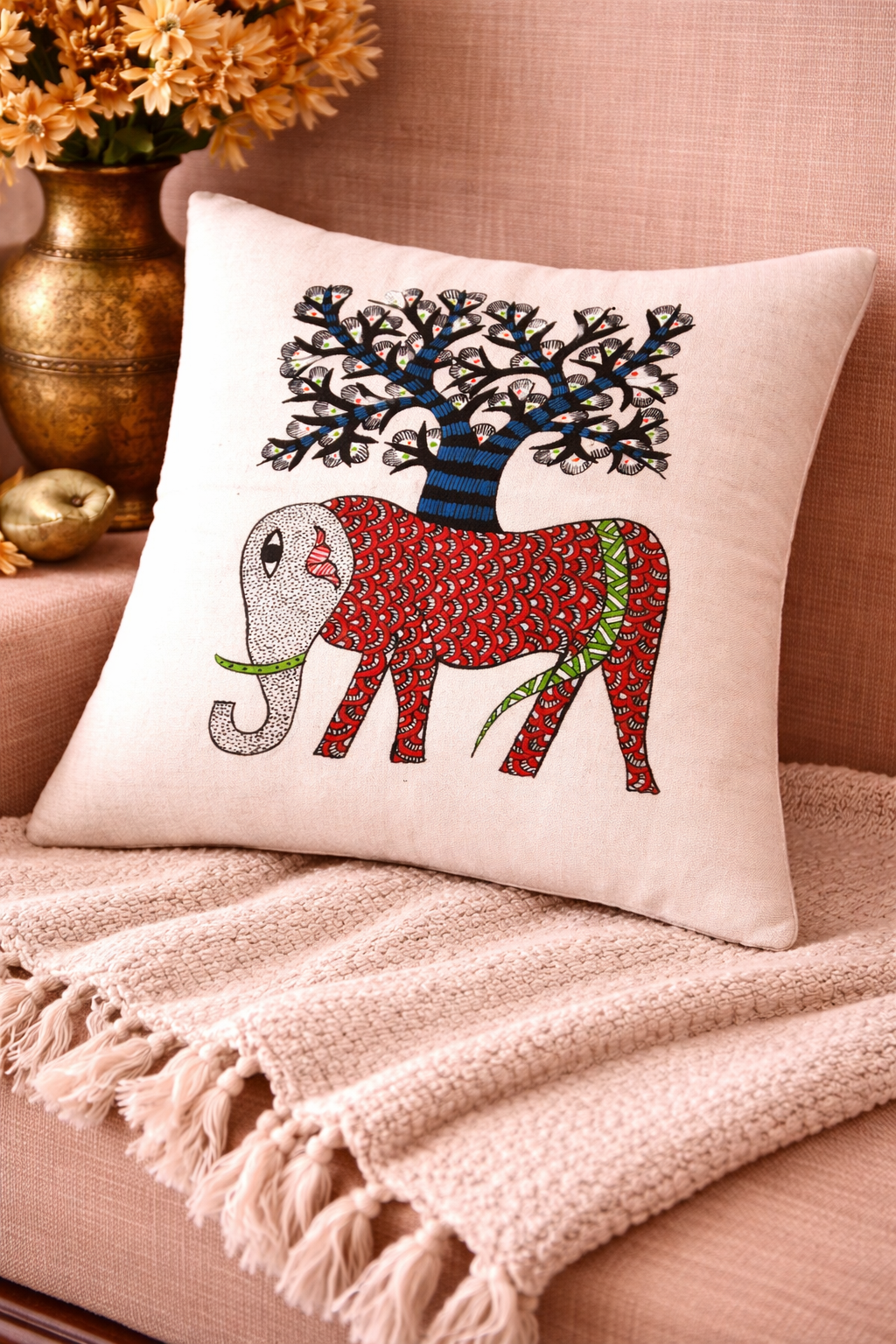 The sacred elephant cushion cover