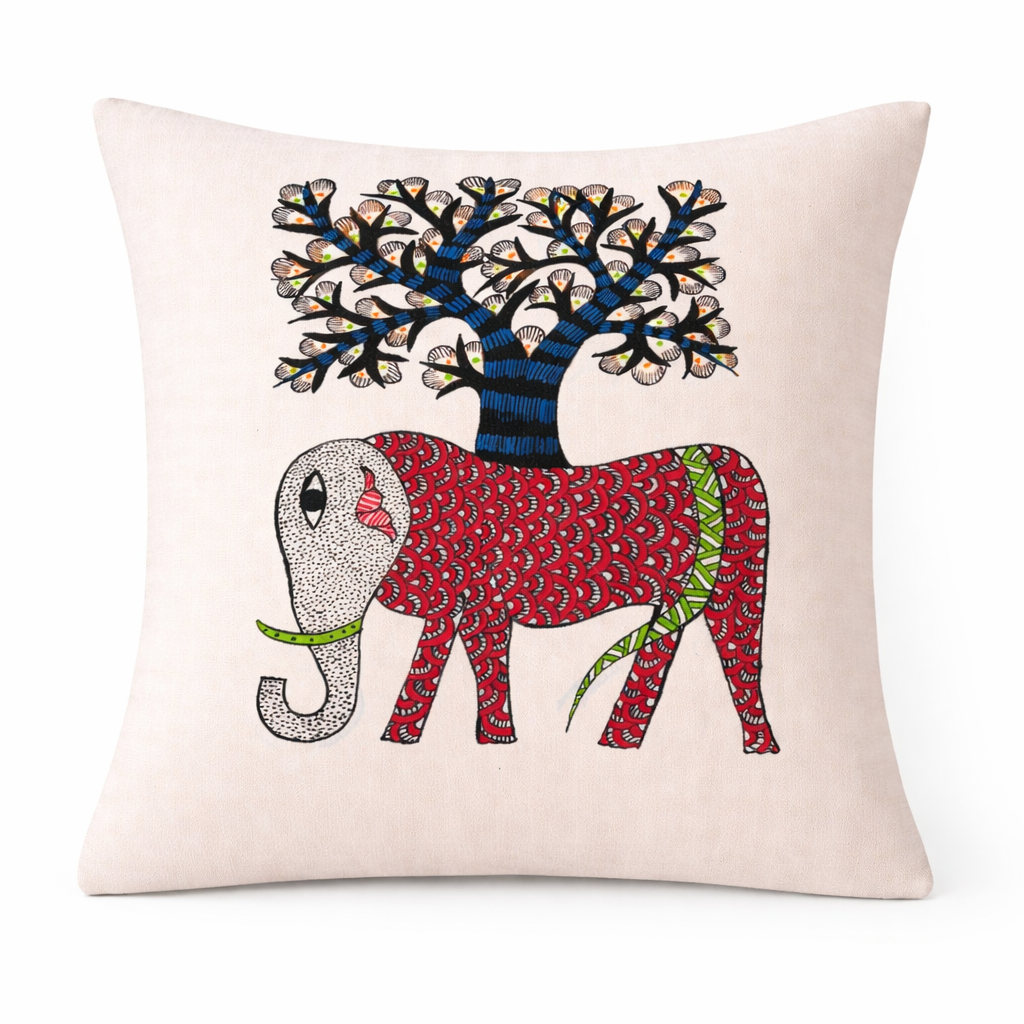 The sacred elephant cushion cover
