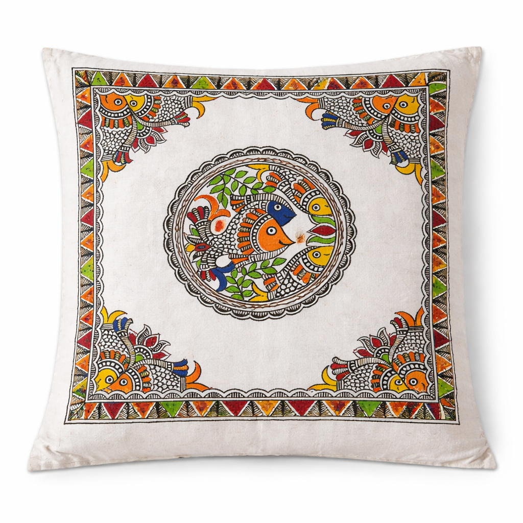 Madhubani gemini fish cushion covers
